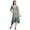 Aquamarine Green, variant on Bimba Cotton Blue Leaves & Faith Rose Floral Printed Ladies Asymmetrical Pocket ShiftÂ&nbsp;DressÂ&nbsp;Short Sleeve V Neck MidiÂ&nbsp;Dress-Small