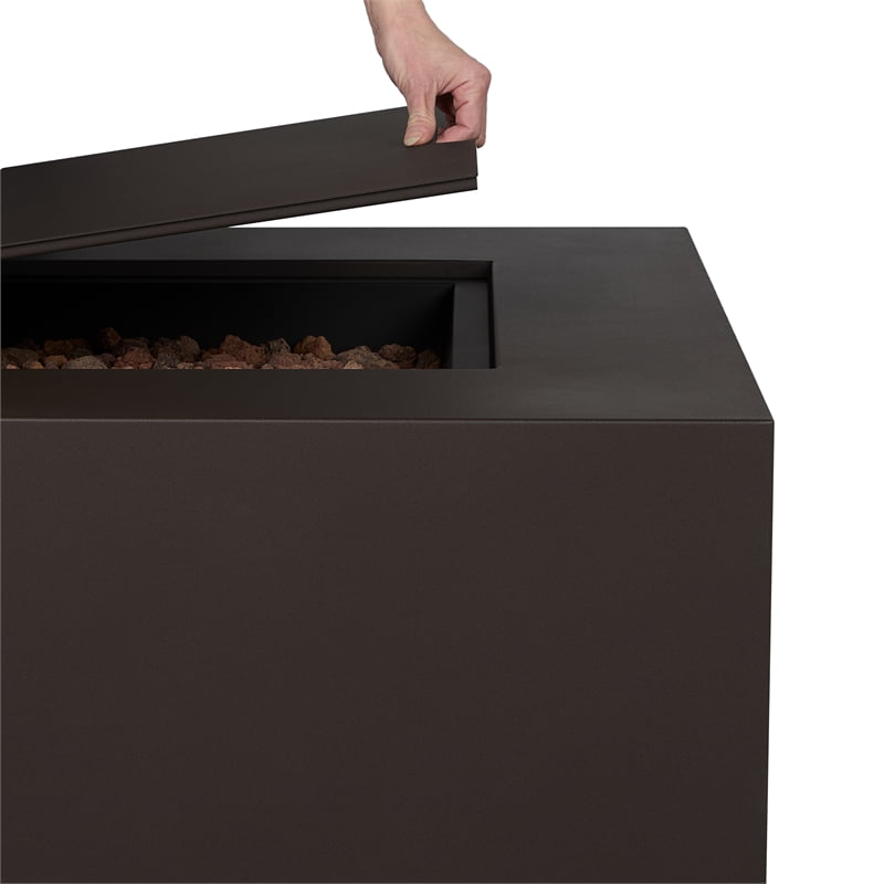 Real Flame Aegean 50" Rectangle Steel Propane or Natural Gas Fire Pit Table in Dark Bronze