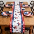 thumbnail image 6 of QuanTara American Flag Table Runner, 72.83x13.78in Patriotic July 4th Placemat, Washable Polyester Dining Table Decor for Holiday Parties, 6 of 6