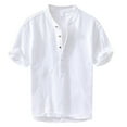 thumbnail image 2 of Mens Tee Shirts Short Sleeve Crewneck Henley Shirt Basic White Button Up Shirt Mens Golf Shirts, 2 of 8