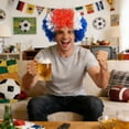 thumbnail image 4 of Mardi Gras Synthetic Wig Carnival Curly Colored Wig Hair 2026 Soccer Sport Cup Fan Wig Red White Blue Flag Soccer Fans Support Wig for Gift Party Supplies Comfortable Breathable(C), 4 of 4