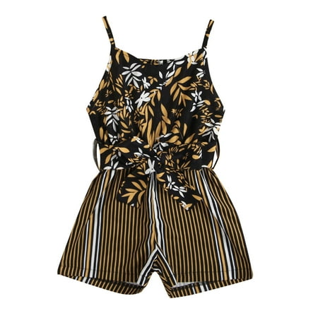 

ZIZOCWA Toddler Baby Girl Jumpsuits Toddler Girls Sleeveless Floral Prints Bowknot Romper Jumpsuit Clothes Summer Rompers for Girls Clothes Girls Dres Brown100