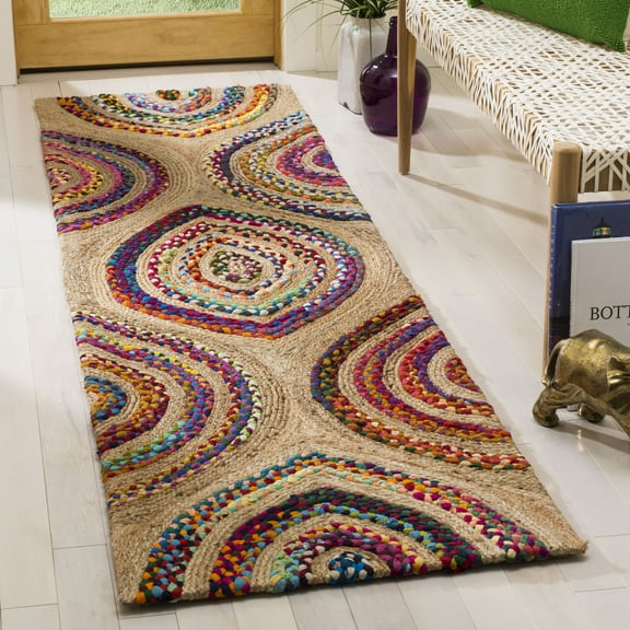 SAFAVIEH Cape Cod Gertrude Geometric Runner Rug, Natural/Multi, 2'3" x 8'