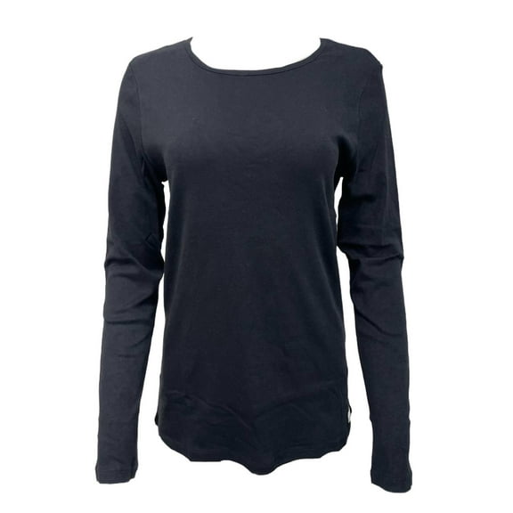 GANT Women's 1x1 Rib Crew Neck Long Sleeve Top, Black, XXL