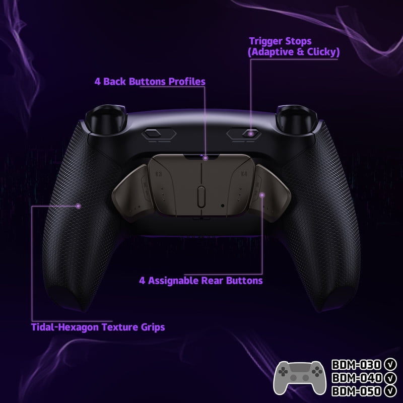 eXtremeRate RISE4 Plus MAX RMB Back Paddles Kit with Clicky Trigger Stops & Rubberized Grip for PS5 Controller BDM-030 040 050, Remappable Real Metal Back Buttons Kit for PS5 Controller – Black