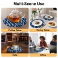 thumbnail image 2 of Nave Blue Geometric Round 13 Inch Placemats Set of 8, Abstract Stripes Modern Minimalist HeatResistant Non Slip Place Mats for Dining Table, Wipeable Braided Kitchen Table Mats for Housewarming, 2 of 9