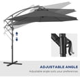 thumbnail image 4 of Parasol Déporté de 10 Pi pour Patio avec Base en Croix, Parasol de Marché Suspendu Gris Résistant aux UV, Auvent Inclinable Réglable pour Jardin, Piscine, Cour Arrière, Cour et Villa, 4 of 7