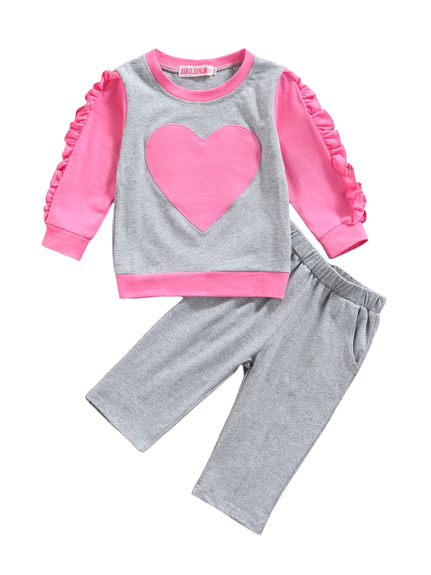Londony ♥‿◕ Clearance Sales,Baby Girl Long Sleeve Rabbit Print Pullover Tops Loving Heart Pants Set for Toddler Kids 