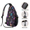 thumbnail image 3 of Sling Backpack,Mystical Halloween Pattern Sling Bag with Water Bottle Holder,Waterproof Sling Bag for Men/Women with Headphone Jack for Hiking,Travel, 3 of 6