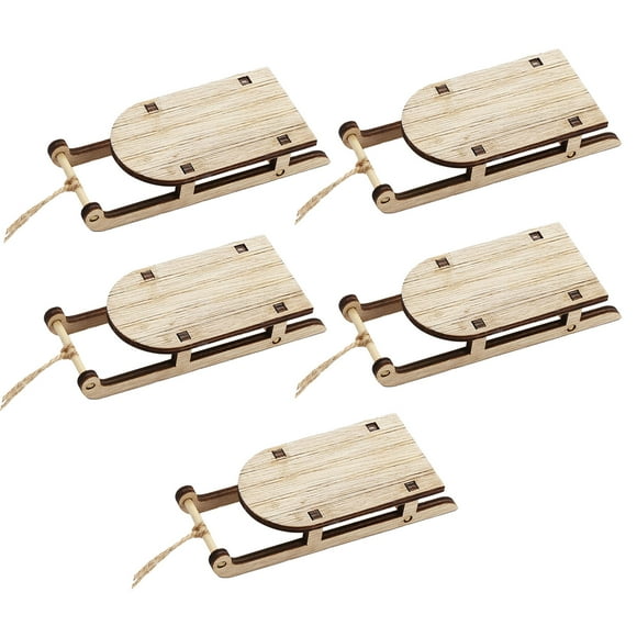 Flmtop 5Pcs Santa Sleigh Rustic Table Decor Wood Fine Workmanship Christmas Sleigh Figurine for Home