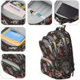thumbnail image 4 of Skull and Bow Gothic Pattern Backpack for School, Cute School Bag with Adjustable Shoulder Straps and Padded Back, 16.9"x12.6"x5.9", 4 of 5