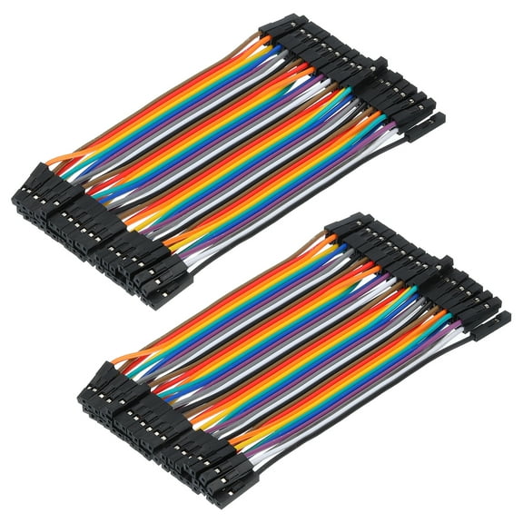 Uxcell Female to Female 40Pin Breadboard Jumper Wire 2.54mm Pitch Cable 10cm Long for Breadboard Pack of 2
