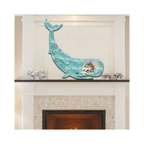 8198516 Whale Scenic Wooden Christmas Ornament Set of 2