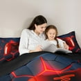 thumbnail image 4 of jejeloiu Neon Gamepad Twin Bedding Sets 7-Piece,Modern Video Game Bedding Comforter Set,Red Black Honeycomb Sheet Sets For Boys Kids,Super Cozy Bedroom Decor Reversible, 4 of 8