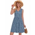 thumbnail image 3 of MOYIKO Summer Dresses for Women Casual V Neck Sleeveless Sundresses Floral Beach Vacation Tank Short Dress with Pockets, 3 of 7