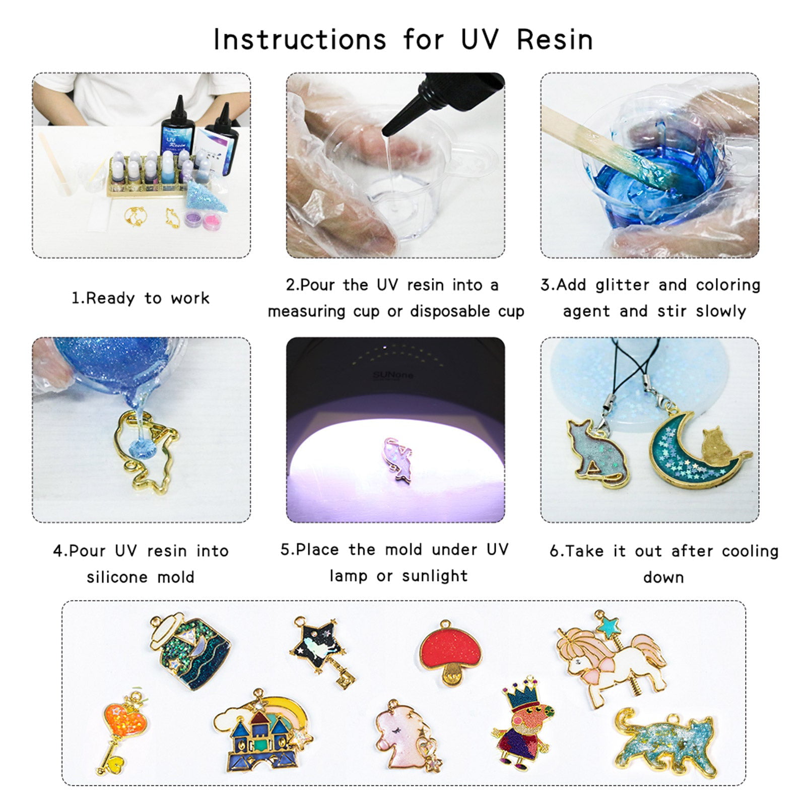 Modda UV Resin Kit with Light for Beginners with Video Course, Resin  Jewelry Making Kit for