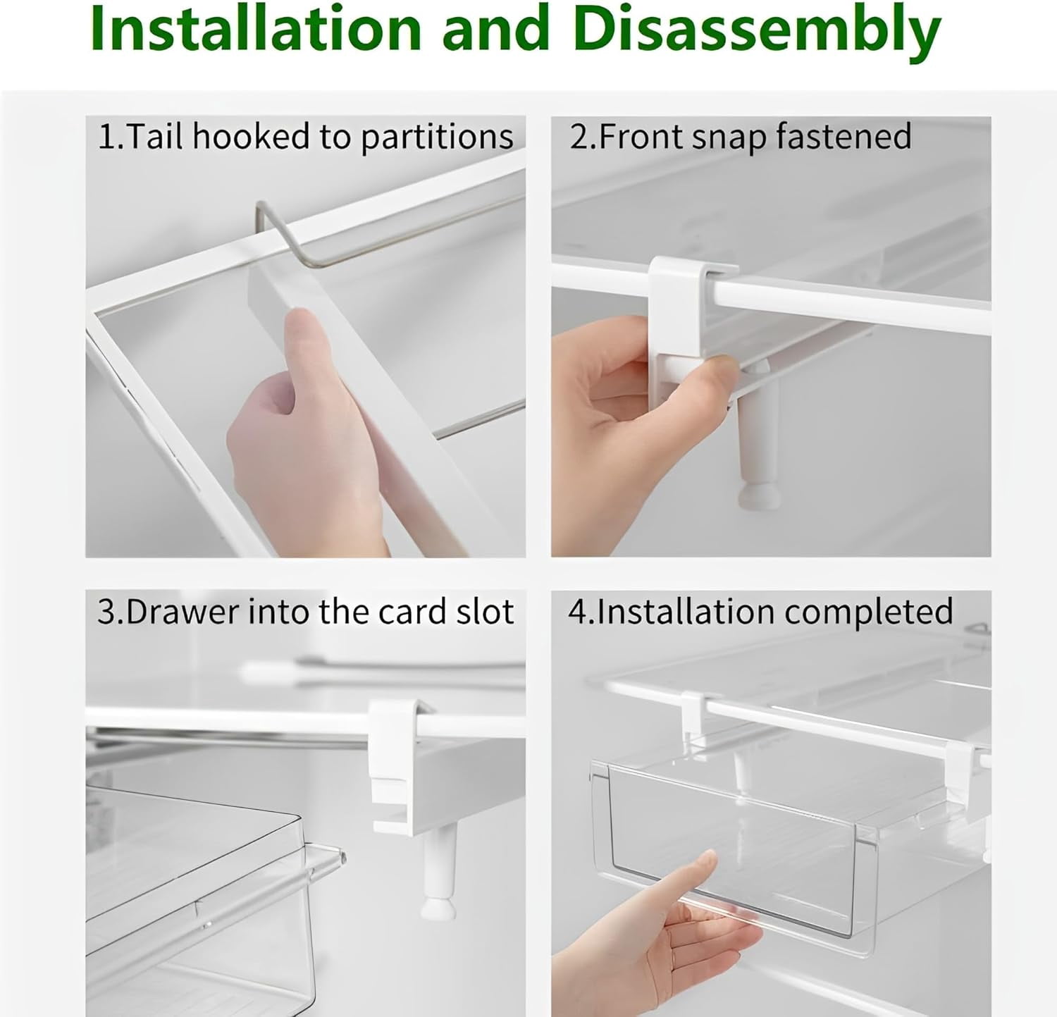 Fridge 28 Egg Drawer Pull Out,Clear Egg Holder Tray for Refrigerator With Handle, Refrigerator Organizer Bins Heavy Duty