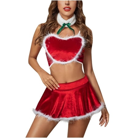 

Holiday Savings 2022! Feltree Women Christmas Underwear Bra Panties Skirt Underclothes Underpants Lingerie Roleplay Sets Red L