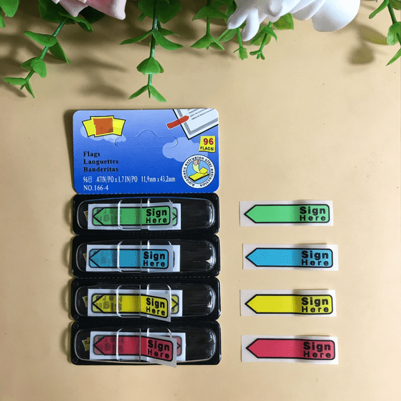 CCOCC Neon Page Markers Dispensers 0.5X1.7 Sign Here Tabs,(100 Flags/Pack),1-Pack Page Markers Sticky Tabs