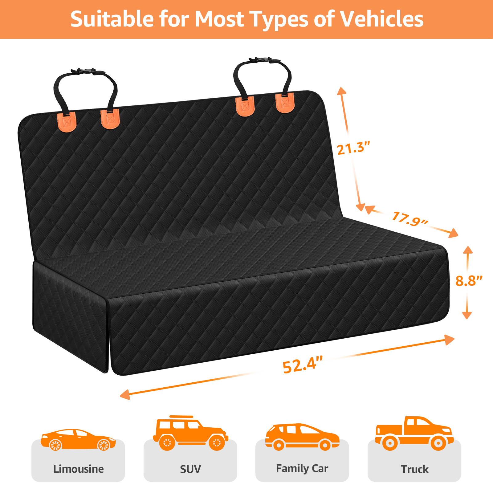 Smatto Waterproof Dog Car Seat Cover, Black photo 2