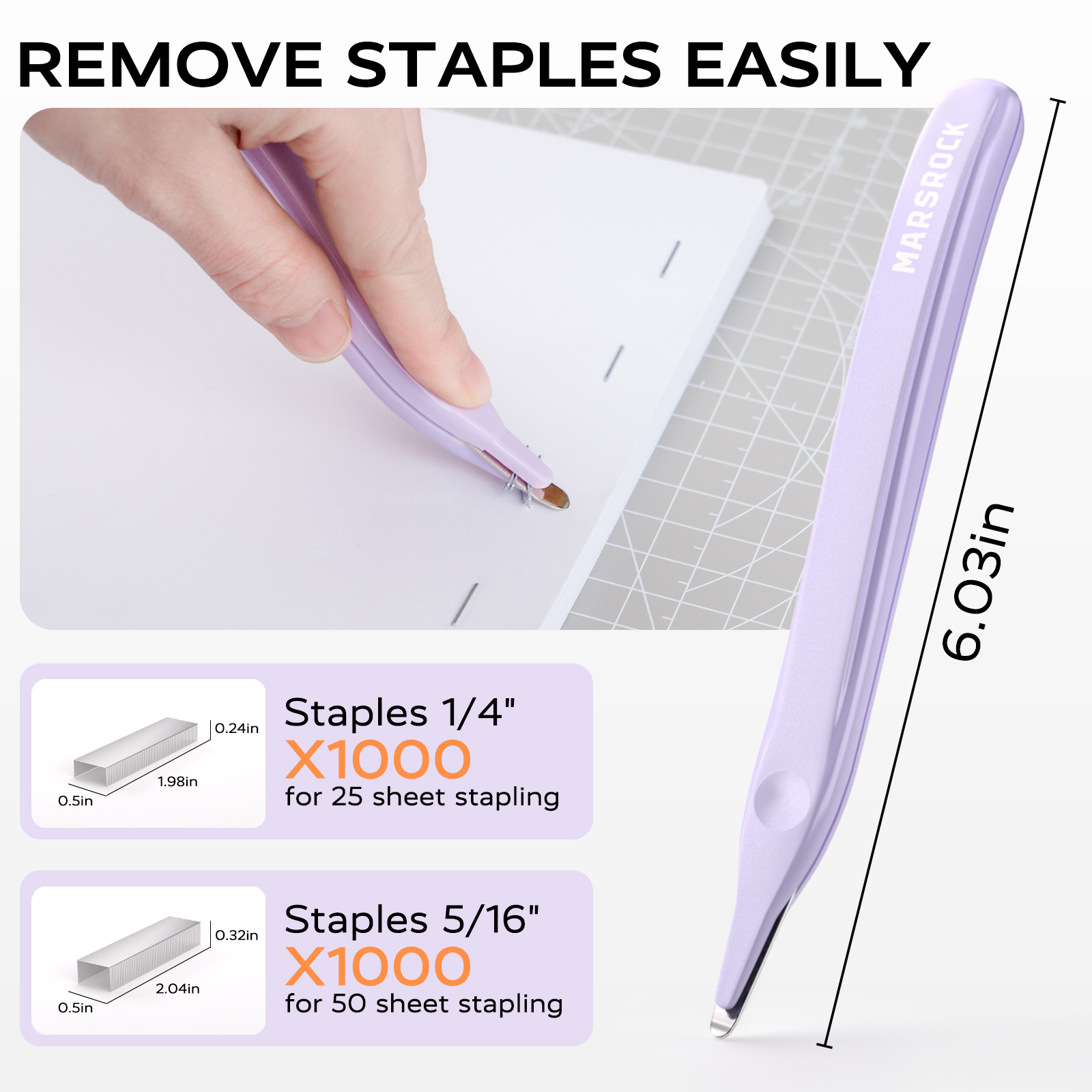 Marsrock Heavy-Duty Stapler with 2000 Staples, Purple photo 5