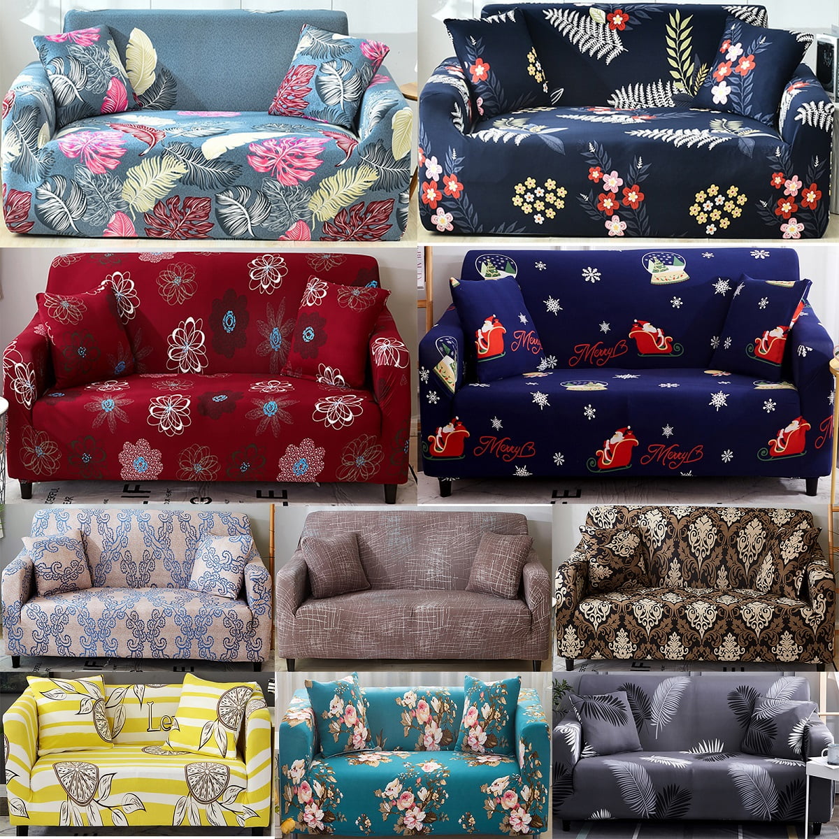 123 Seater Stretch Loveseat Sofa Couch Protector Cover Slipcover Elastic Floral 
