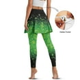 thumbnail image 3 of SCRAWLGOD Women's Golf Tennis Leggings with Skirt Moisture-Wicking Comfortable Running Clothes Machine Washable Stretchy Athletic Pickleball Tights, Four Leaf Clover Small Glitter Black Green, S, 3 of 7