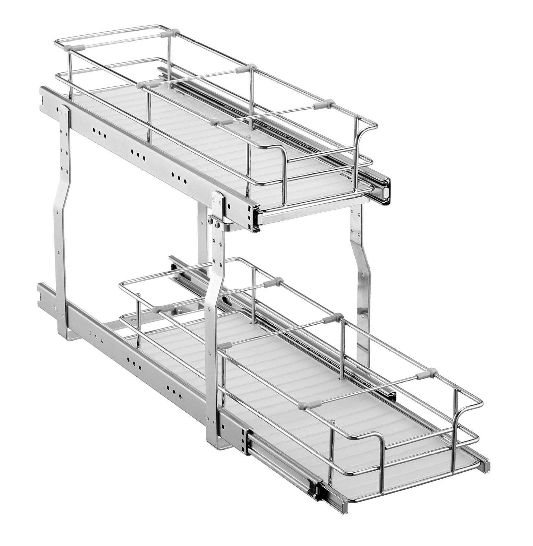 Pull Out Cabinet Organizer 8.5"x21", Slide Out Pantry Shelves, Steel Roll Out Drawers, Under Sink Storage, 10"x22" Install Size, Adjustable Dividers