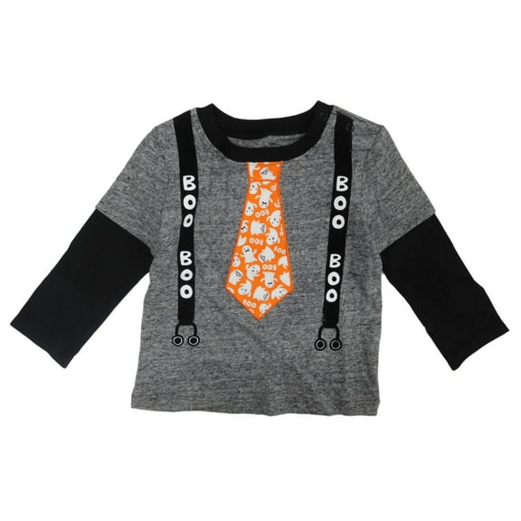 Infant Boys Ghost Tie Boo Long Sleeve Halloween T-Shirt 9-12m