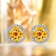 thumbnail image 2 of JeenMata Pendientes de Botón con Halo de Citrino de Talla Redonda de 1,25 Quilates con Piedra Natal de Noviembre en Oro Blanco de 18 K sobre Plata, 2 of 5