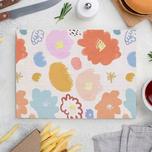 Place Mats Set,Decorative Table Place Mats For For In Door Dinning,Heat Insulation Stain Resistant Table Mats(Flower)