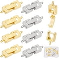 thumbnail image 6 of 1 Box 12Pcs Fold Over Necklace Extender Connector Bracelet Rhinestone Extender Clasp Extension Brass Fold Over Clasps for Jewelry Making Crystal Clasp Converter Anklets Golden Platinum, 6 of 9