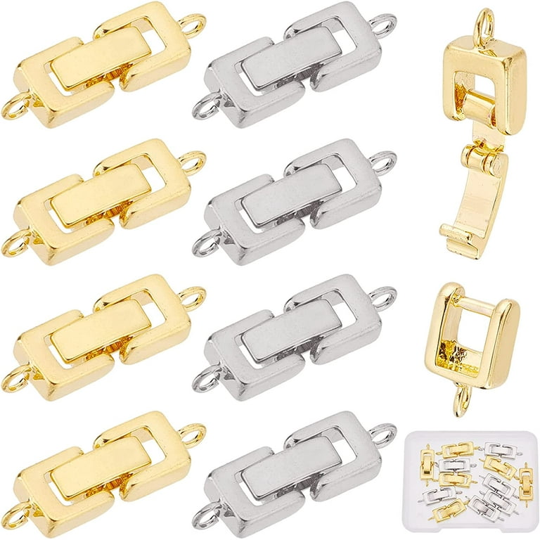 24 Pieces Bracelet Extender Clasp Fold Over Clasp Earring Backs, Gold  Silver Bracelets Clasp Fold Necklace Extenders Fold Over Extender Earring