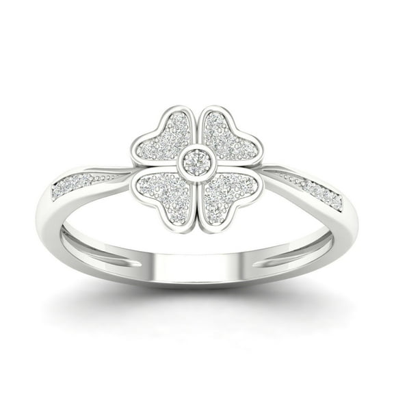 Cluster Diamond Ring Pave Set Floral Engagement Ring 1.7 Ct Diamond 14K White Gold Over