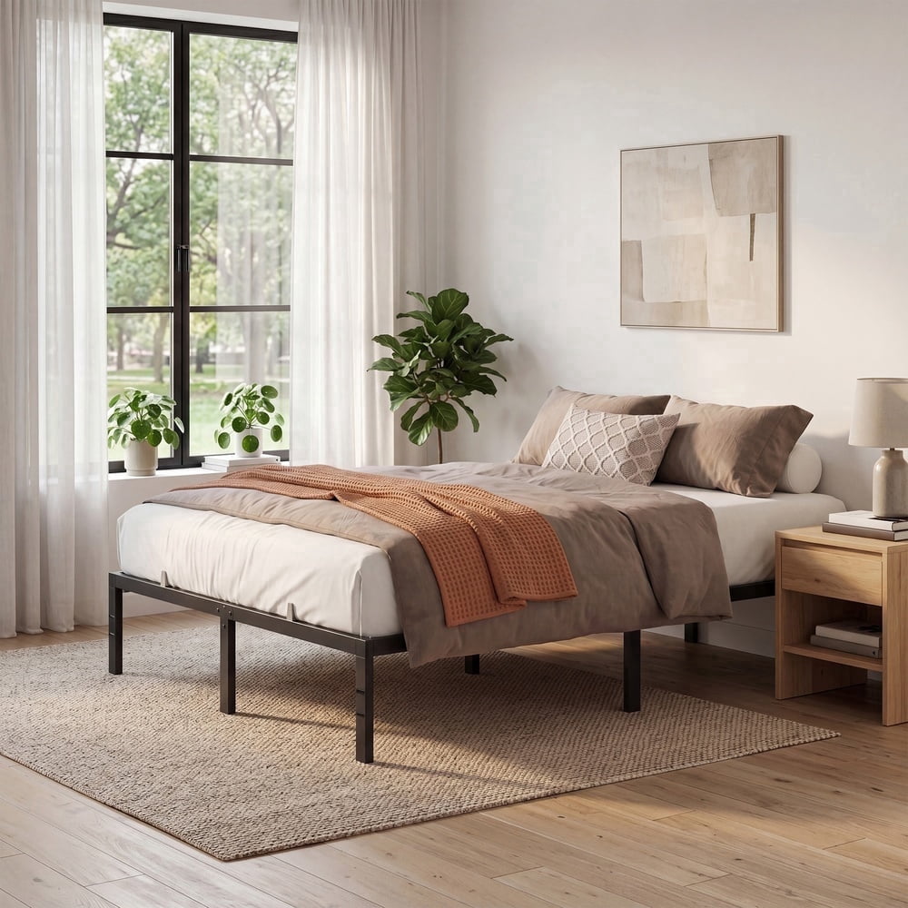 Ledrem Queen Platform Bed, 14-Inch Metal Frame, 1100 lb Capacity photo 3