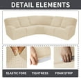 thumbnail image 4 of SHANNA 5 Seat Recliner Sofa Covers 7 Piece Jacquard Stretch Soft 5-Seater Corner Reclining Sofa Covers L-Shaped Sectional Couch Slipcovers Furniture Protector, Beige, 4 of 9