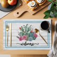 thumbnail image 2 of Welcome Placemats Set&nbsp;of&nbsp;8 Summer Cactus Succulents Arrow Country Grey Wood Grain Heat Insulation Washable Place Mats, Non-Slip Table Mats for Dining Table Party Kitchen Decor,13x19 Inch, 2 of 9