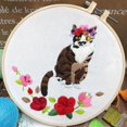 thumbnail image 4 of 3Pcs Cotton Linen Cat Dog Embroidery Fabric Kit with DIY Material Package 20Cm Bamboo Embroidery Hoop, 4 of 6