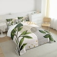 thumbnail image 3 of Manfei Natural Plant Leaves Bedding Comforter Set,Abstract Geometric Strpied Twin Comforter Sets,Green White Black Bedding Set For Adult,Super Cozy Room Decor Reversible,2pcs, 3 of 8