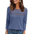 thumbnail image 3 of Camisa de Larga con Encaje para Mujer, Top de Otoño, Moda Elegante, Informal, Tipo Túnica, Suéter, Ropa de . Azul L, 3 of 8