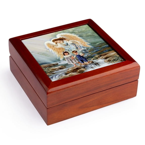 3dRose, Guardian Angel, Jewelry Box 5.5x5.5 inch with 4 inch tile