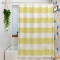 thumbnail image 3 of Shower Curtains for Bathroom-72"x72",Farmhouse Yellow Linen Stripes Waterproof Bath Curtain Grommet Shower Curtain Set with Hooks, 3 of 9