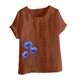 thumbnail image 4 of Vestidos Casuales Para Mujer, Blusas De Mujer De Moda Blusa informal de lino con cuello redondo y manga corta con botones para mujer, talla grande, estampada, 4 of 4