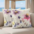 thumbnail image 5 of Pillow Covers 20x20 Set of 2, Purple Spring Floral Square Throw Pillow Covers for Couch/Sofa/Living Room, Vintage Flowers Farmhouse Watercolor Decorative Soft Pillowcases for Couch Throw Pillows, 5 of 9