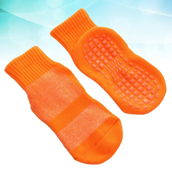 Milisten Toddler Non- Socks for Kids, Orange Floor Socks, 3 Pairs, Comfortable and Safe Grip