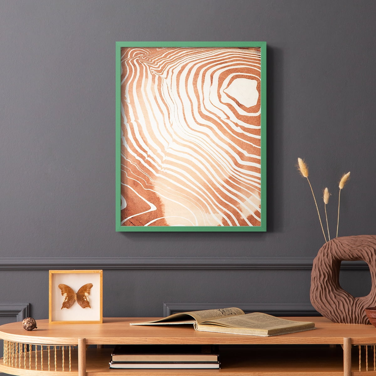 Wood Grain Suminagashi II Framed Print - Solid Wood in Single Picture Frame Solid Wood 2 Framed Print