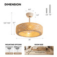 thumbnail image 6 of HOOMEDELIER 20" Boho Ceiling Fan with Light , Fandelier Ceiling Fan and Remote, Bladeless Caged Fan for Bedroom Living room, 6 of 15
