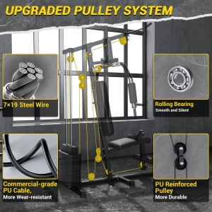 Home Gym, Multifunctional Weight Machine, Full Body Workout Station Exercise Equipment with 100LBS Weight Stack, All in One Home Gym with Pulley System for Strength Training