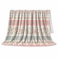 thumbnail image 2 of Vintage Pink Rose Blue Scroll Bohemian Pattern Living, Cozy Friendship Quote Scene, Warm Flannel Blanket for Living Room and Reading Nook, Art Lovers Friendship Gift, Artistic Home Decor, 2 of 9