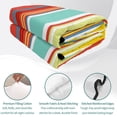 thumbnail image 4 of Queen Quilt Set 90''x96'', Red Aqua Stripe Lightweight Bedspread Coverlet Set with 2 Pillow Shams, Country Abstract Art Colorful Striped Breathable All Season Quilt Bedding for Bedroom/Guest Room, 4 of 9